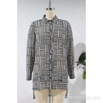 Ladies Chiffon Regular Printed Long Sleeves Bluse